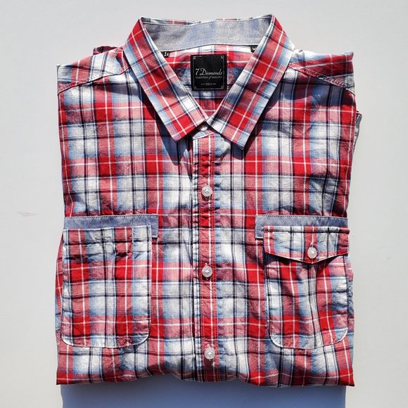 7 Diamonds XL Plaid Long Sleeve Button Down - Picture 1 of 8